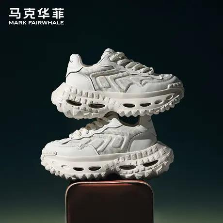马克华菲厚底老爹鞋男2025秋季新款透气增高运动休闲鞋男小白鞋商品大图