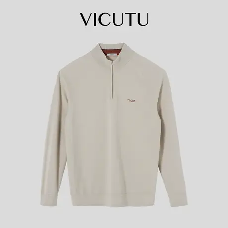 VICUTU/威可多男士长袖针织衫时尚拉链半高领商务百搭毛衣图片