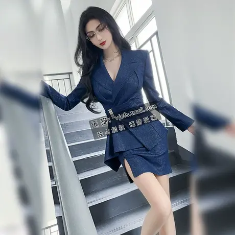 VJE春季西装女裙套装2023新款干练显瘦小西服外套包臀裙两件套商品大图