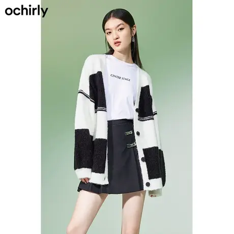 【百亿补贴官方直播】欧时力含羊毛针织外套春夏中长开衫软糯图片