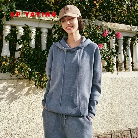 EP雅莹女装 athflow美利奴羊毛抽绳连帽卫衣 秋冬商场同款9545A图片