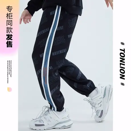 [商场同款]唐狮春秋季休闲长裤男字母满印拼接长裤时尚休闲潮酷商品大图