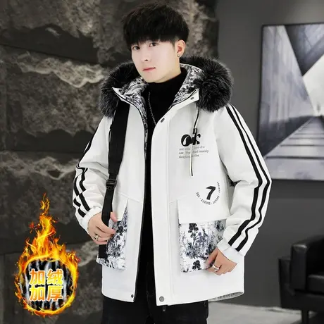 冬季棉衣男加绒加厚工装外套青少年棉袄初中高中学生冬款派克棉服图片