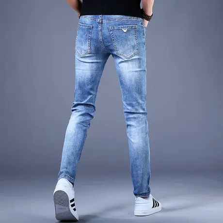 男士弹力高端牛仔裤男款秋冬2023年新款韩版潮流休闲小脚裤子潮牌商品大图