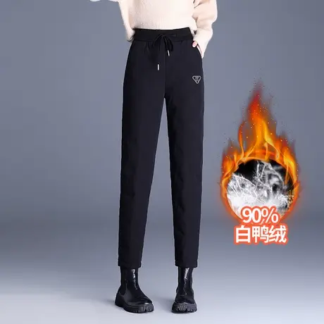 松紧腰羽绒裤女冬外穿小脚裤2023新款加厚显瘦保暖棉裤百搭休闲裤商品大图