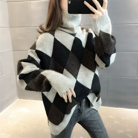 高领毛衣女秋冬外穿2023年新款加厚慵懒风宽松针织衫爆款打底衫商品大图