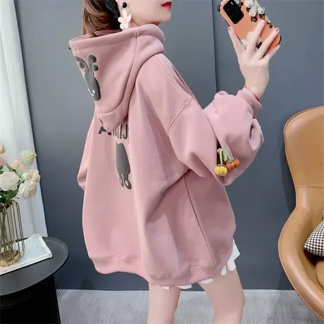 宽松慵懒风加绒加厚连帽卫衣女秋冬新款高级感超好看洋气爆款上衣商品大图