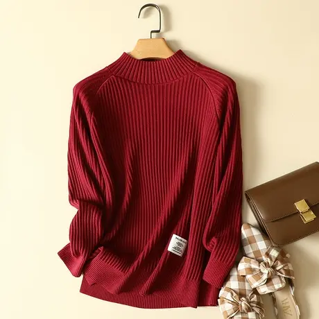 半高领毛衣女春装2024年新款宽松套头外穿慵懒风爆款针织打底衫女图片