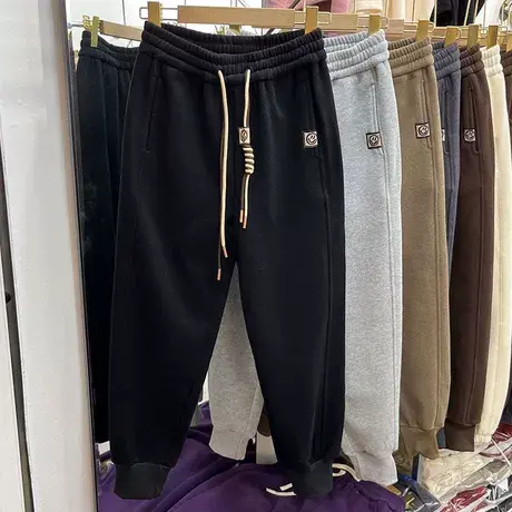 加绒加厚运动裤女秋冬高腰显瘦收口束脚裤子2023爆款欧货休闲卫裤商品大图