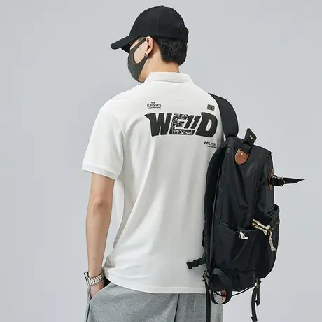 夏季字母印花白色半袖t恤男款衬衫领短袖Polo衫男士翻领短t上衣服图片