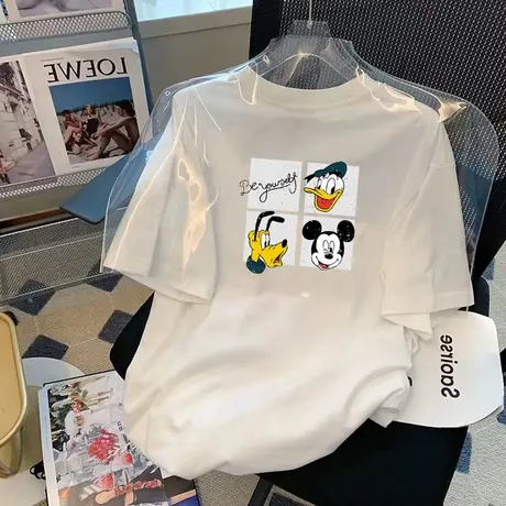 清仓捡漏~设计感小众日系短袖印花t恤女纯棉宽松学生大版上衣商品大图