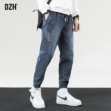 男士春季束脚牛仔裤男春秋款男裤修身小脚裤潮牌裤子韩版潮流百搭商品大图