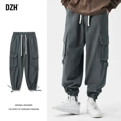 男士美式工装裤男秋款抽绳裤束脚裤男款裤子休闲百搭男裤2023新款商品大图