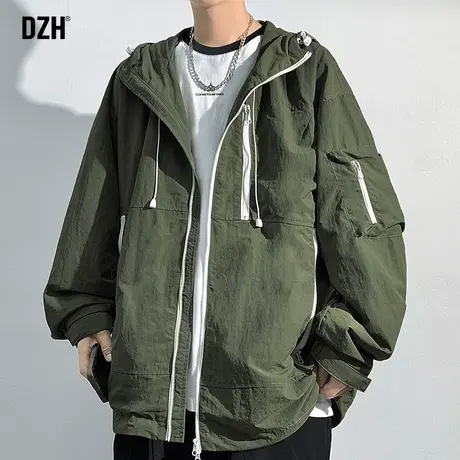 男士军绿色冲锋衣外套男秋季防风2023新款飞行教练夹克户外登山服商品大图