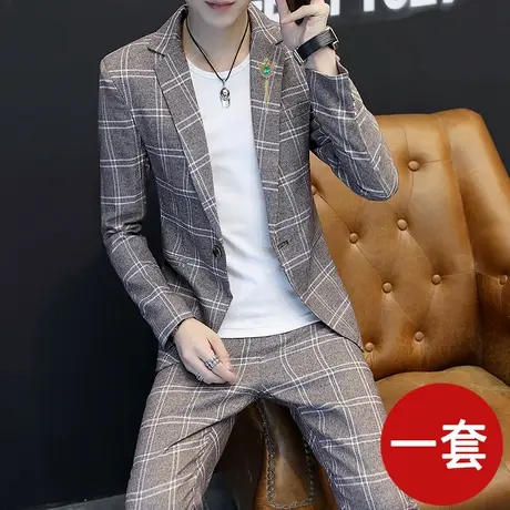 西装男套装西服一身春秋新款韩版潮流休闲修身帅气三件套结婚婚礼商品大图