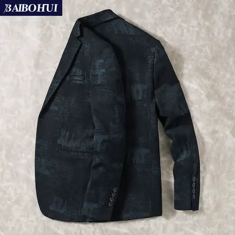 春秋新款休闲西装男士外套韩版修身时尚印花迷彩小西服男单西上衣商品大图