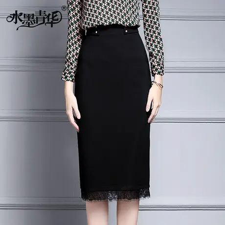 特冬装新款通勤OL气质修身显瘦包臀裙中长款针织半身裙图片