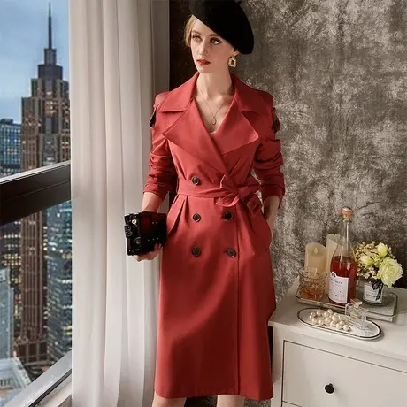 粉红大布娃娃风衣女设计感2022新款春季显瘦气质英伦风中长款外套商品大图