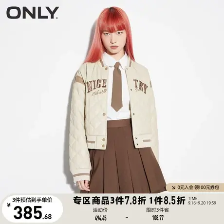 ONLY奥莱PU材质长袖菱形绗缝短款夹克外套女商品大图