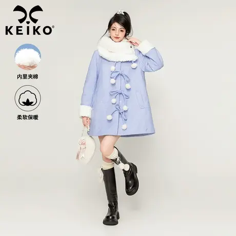 [可解围巾领] 温柔风毛呢大衣女夹棉加厚2023冬季斗篷形呢子外套商品大图