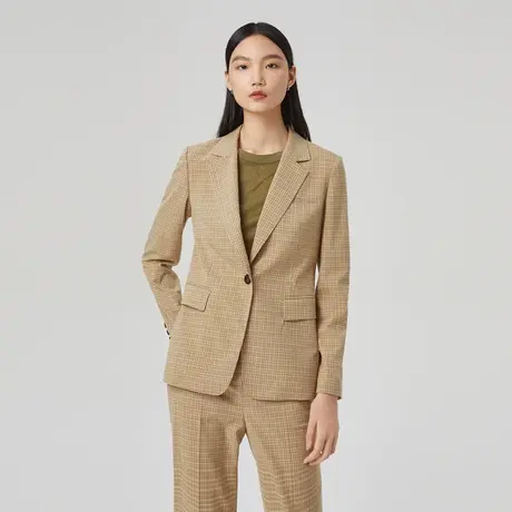 LANCY/朗姿春季新款格子西服外套女平驳领收腰高级感女士西装图片