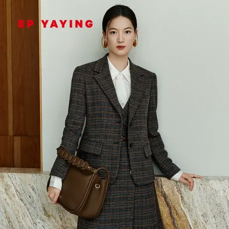 EP雅莹女包 编织牛皮大容量简约纯色单肩斜挎软包 商场同款B103A商品大图