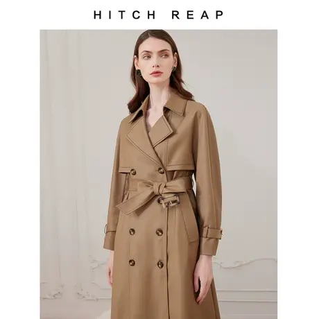 希区瑞普高端女装2024设计感铜氨丝面料经典中长款风衣外套C0289商品大图