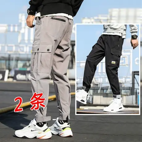 裤子男韩版潮流工装裤男宽松夏季薄款套装束脚秋季休闲裤潮牌男装商品大图