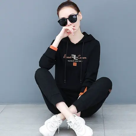 运动卫衣套装女春秋2023年新款韩版时尚连帽免搭休闲服跑步两件套图片