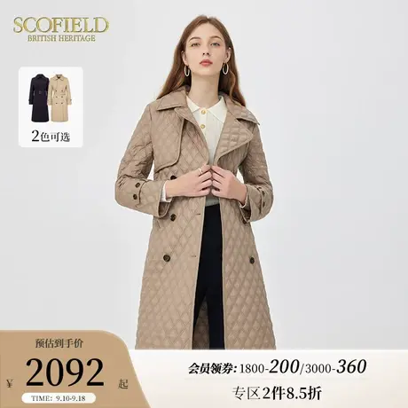 Scofield女装通勤简约时尚气质保暖显瘦双排扣中长棉服棉衣商品大图