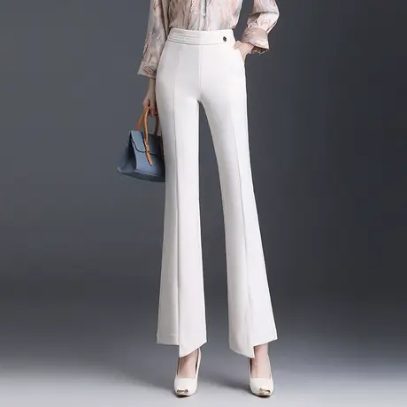 米白西装裤微喇叭裤子秋季女2023新款垂感高腰长裤通勤弹力休闲裤商品大图