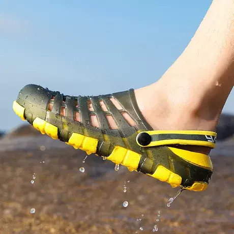 夏天雨鞋男士时尚钓鱼胶鞋沙滩凉拖户外溯溪涉水鞋洗车防水鞋套鞋商品大图