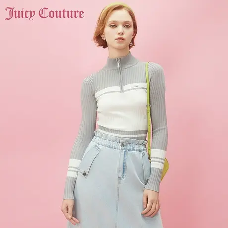 Juicy Couture橘滋2024早春穿搭新款甜心金属牌修身女式针织衫图片