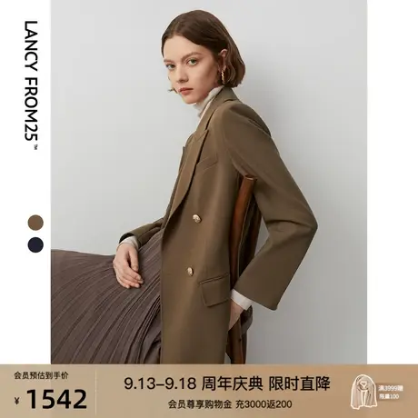 朗姿高级感气质复古西服上衣2023年秋季新款职业通勤西装外套正装图片