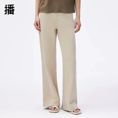 播2024春季新款后腰橡筋明线装饰休闲高腰直筒长裤女DDQ3KD5044商品大图
