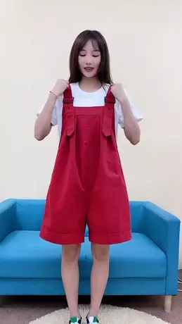 2023新款白T恤背带裤短裤两件套女夏季炸街减龄小个子洋气套装潮商品大图