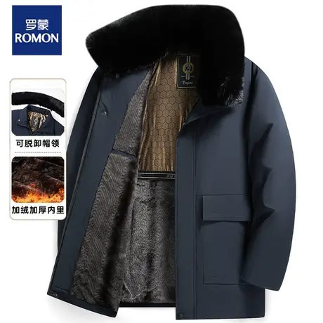 罗蒙爸爸冬装外套中长款加厚羽绒棉服中老年人加绒棉衣男保暖棉袄图片