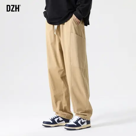 男士显瘦直筒裤休闲裤子男款秋季卡其色工装裤潮牌男2023新款长裤商品大图