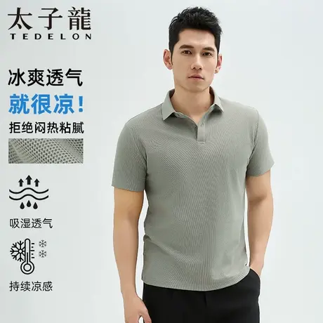 太子龙男士短袖简约T恤2025夏季薄款百搭时尚商务休闲无痕POLO衫图片