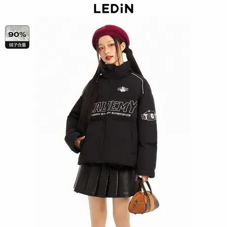 乐町冬季新款轻薄工装夹克式羽绒服女C2ACD4313商品大图