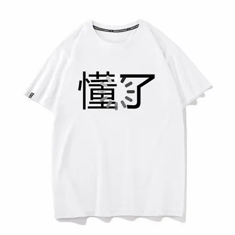 秀洛懂了没懂男女同款衣服夏季纯棉短袖T恤打底衫半袖宽松情侣装商品大图