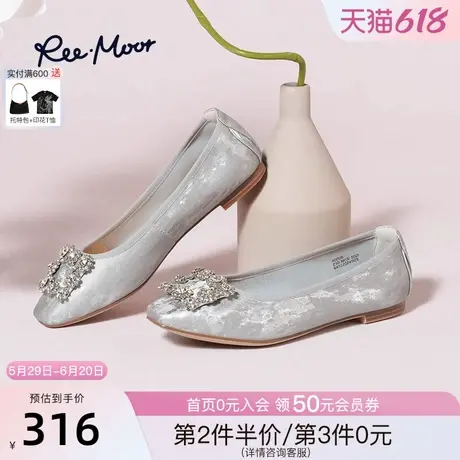 REEMOOR睿慕2025春新款方头浅口单鞋女新中式方扣蛋卷鞋一脚蹬女商品大图