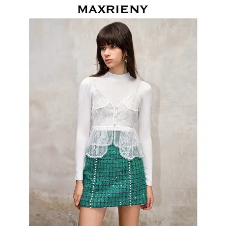 MAXRIENY宫廷复古风吊带套头针织衫2023秋冬新款修身显瘦上衣女商品大图