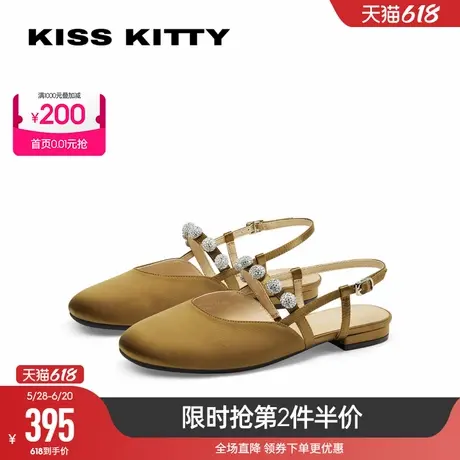 KISSKITTY2025年春夏新款后空圆头绊带法式玛丽珍单鞋包头凉鞋图片