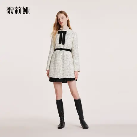 歌莉娅2023冬季新款设计感羊毛混纺小香风中长款外套女1BCR6E550图片