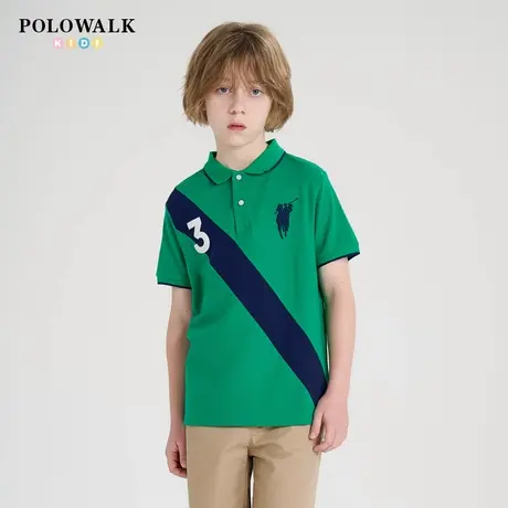 【凉感 3A抗菌】POLOWALK童装男童短袖T恤2025夏季新品撞色POLO衫图片