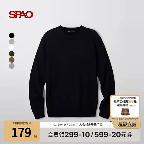 SPAO韩国同款2025年秋季新品男士简约基础通勤易搭圆领针织毛衣商品大图