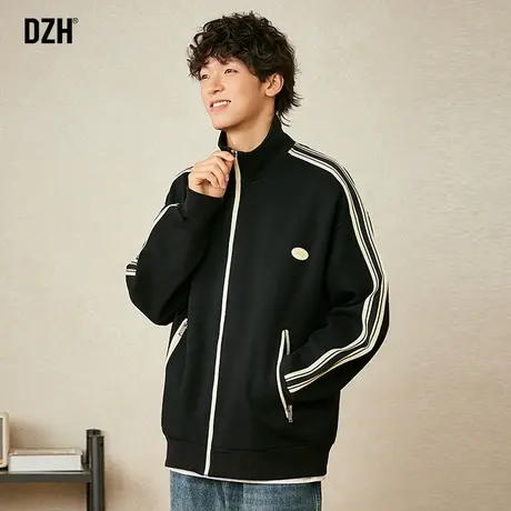 男士黑色卫衣外套男秋季潮流百搭2023年新款美式重磅卫衣运动开衫商品大图