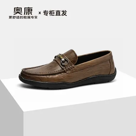 奥康商务乐福鞋男2025秋季新款真皮软底一脚蹬豆豆鞋套脚驾车皮鞋商品大图
