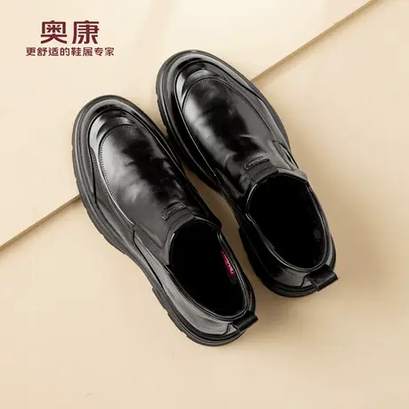 奥康 男鞋2025秋冬新款休闲高帮鞋加绒爸爸棉鞋男士皮鞋N商品大图